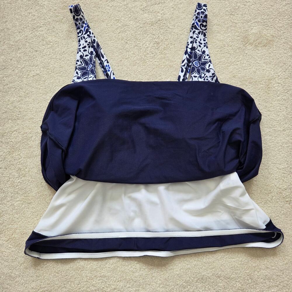 NWT Lands' End 18W Tankini Swim Top Underwire Square Neck Blue Floral - Picture 9 of 15